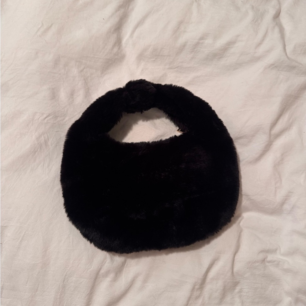 Anthropologie Black Faux Fur Bag